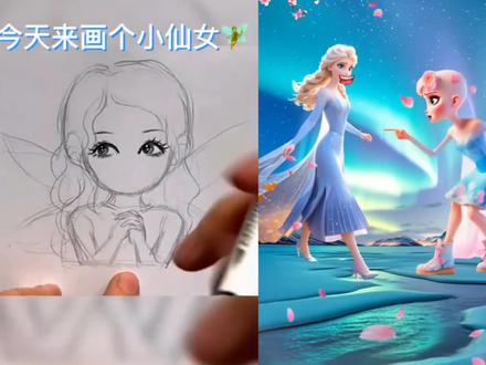 简笔画#育儿简笔画画#创意简笔画#跟着抖音学画画#水彩笔画#艾莎@抖音小助手