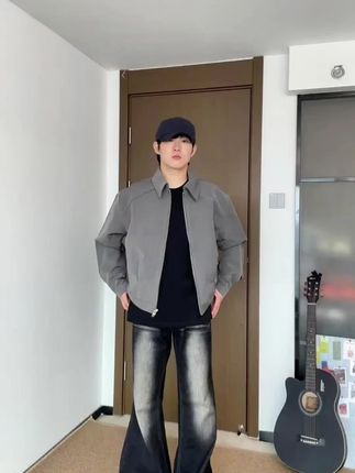 cleanfit灰色boxy外套男春秋高级感痞帅短款美式复古