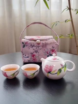 成艺满堂春手绘西施壶伴手礼旅行功夫主人杯一壶两杯收纳包车载包#茶具好物推荐 #高端茶器 #爱生活爱喝茶
