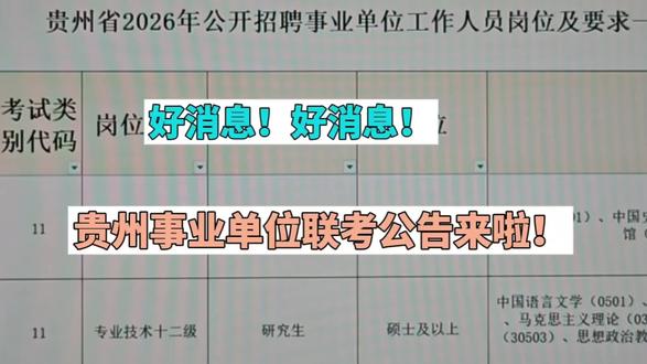 2026年事业单位联考部分公告已出,其他地方陆续发布!
报名时间:2月2日~2月6日
笔试时间:3月28日 职测+A类
3月29日 职测+BCDE类
#贵州事业单位 #贵州事业单位联考 #安顺九州职教 #贵州考公考编