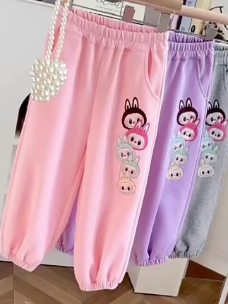 女童卡通休闲运动裤#童装上新 #高品质童装 #强烈推荐 #春秋新款 #萌娃穿搭