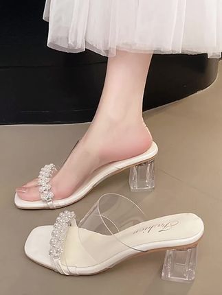 法式粗跟凉拖鞋#时尚拖鞋 #软底软面穿上超舒服