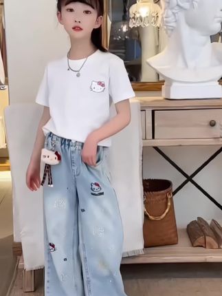 #我要上热门 女童春秋牛仔裤2025新款中大童直筒阔腿裤#女童直筒裤 #高品质童装 #生女儿就要这样穿 #秋季新款 @DOU+上热门 @DOU+小助手 @巨量千川