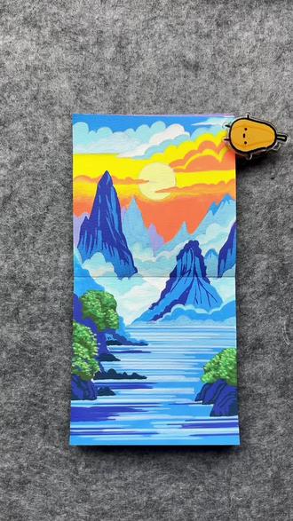 丙烯马克笔绘画 一分钟学会这幅治愈系山水春江水暖#绘画教程 #跟着抖音学画画 #绘画教程 #每日绘画打卡