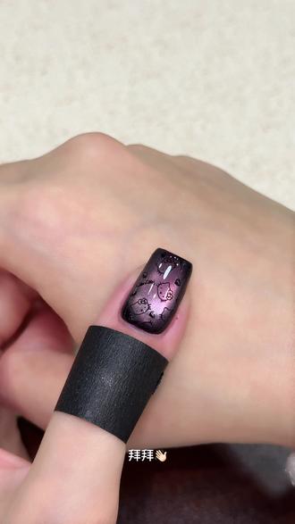 紫色kitty猫🐱猫眼美甲教程#新手美甲教程 #美甲教程 #紫色美甲 #kitty猫美甲 #紫色猫眼