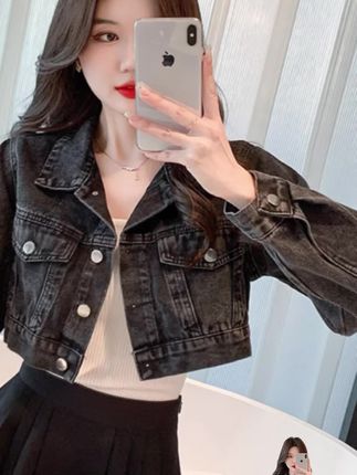 网红炸街黑色牛仔外套女早秋2025新款韩版百搭短款高腰小个子上衣#抖音小助手🔥 #推给大数据需要的人 #好物推荐🔥 #爆款热卖中 #韩版百搭短款上衣