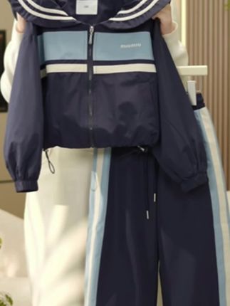 女童海军领外套工装裤套装春秋2025新款儿童冲锋衣休闲运动裤 #套装#套装推荐#新款套装#儿童套装#时尚套装