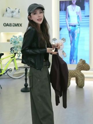 星宝定制复古辣妹机车风PU蛋白皮衣夹克外套女2025秋季新款