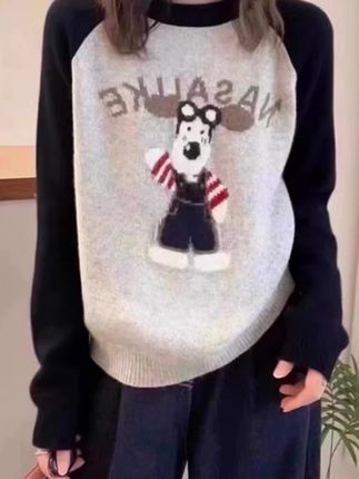 秋冬新款韩版小狗提花圆领套头针织衫毛衣女7713#时尚气质穿搭 #时髦穿搭 #时尚潮流穿搭