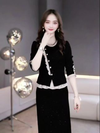 加绒加厚秋冬季假两件长袖连衣裙显瘦气质洋气裙子#舒适百搭 #谁穿谁好看 #穿出自己的风格 #穿出自信穿出美丽 #穿出你的时尚你的感觉