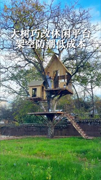 农场大树巧改休闲平台!架空防潮低成本,躺平发呆超惬意 #景合文旅 #大树改造 #休闲平台 #低成本造景 #乡村小院