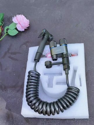 水龙头马桶伴侣 九牧王全铜灰马桶伴侣喷一进二出家用卫生间水龙头冲洗厕角阀增压