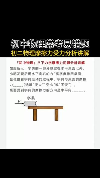 第78集:初中物理常考易错题力学摩擦力受力分析问题讲解,中考物理常考题型摩擦力受力分析讲解#物理#初中物理#中考#知识分享#真实生活分享计划@DOU+小助手