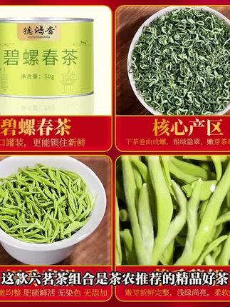 茶农推荐六大茗茶龙井/碧螺春/毛尖/铁观音/金骏眉/滇红茶组合装