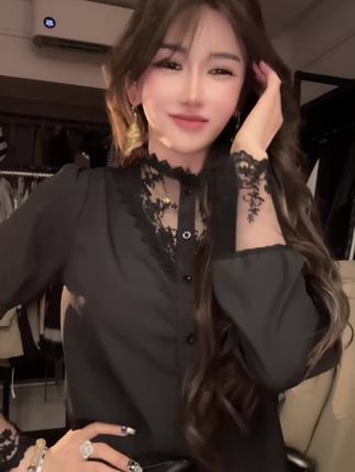 蕾丝拼接花边设计感长袖衬衣#显瘦穿搭 #蕾丝衬衫 #辣妹穿搭 #高级感穿搭 #纯欲风