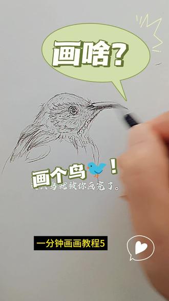 一分钟学会画画教程#零基础学画画 #画鸟教程 #画画教程