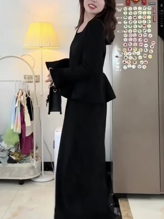 秋季荷叶边上衣半身裙套装#优雅气质 #漂亮衣服 #女装穿搭 #穿出女人味