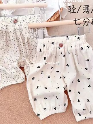#夏季穿搭 #女童纯棉裤子 #童装上新 #萌娃穿搭 #宝宝防蚊裤 韩版女宝宝夏季薄款7分裤子纯棉宽松灯笼裤女童儿童小童裤子中裤