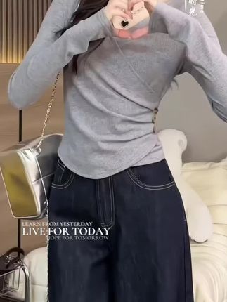 【现货】#收腰显瘦 #打底衫 #设计感 #显瘦穿搭 #长袖t恤