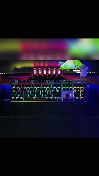 电竞键盘 AOC GK410pro机械键盘有线104键电竞游戏办公台式红轴热插拔#有线键盘 #键盘时尚 #游戏装备 #办公利器 #办公效率