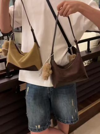 2025早秋新款大气百搭单肩斜挎慵懒舒适大容量饺子包女包 #大容量包包