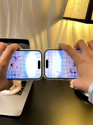 蓝格纹西高地镜子手机壳一整个可爱住了!#支架手机壳 #阔爱炸了 #这个手机壳真的长在我心巴上了