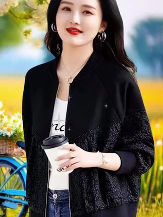 黑色棒球服女2025春秋新款小个子气质外套高级感休闲大码卫衣开衫#棒球服 #减龄穿搭 #秋季穿搭 #遮肉显瘦 #好物推荐🔥