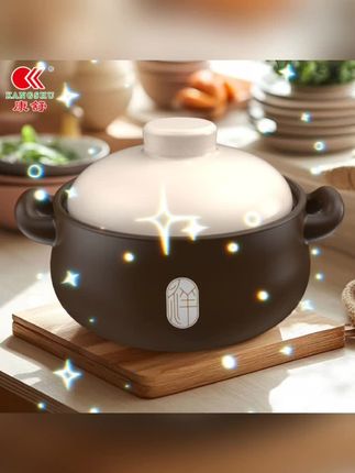 康舒祥瑞中式陶瓷砂锅煲耐热煮粥煲汤炖菜焖煲家用明火大容量沙锅#厨房好物推荐 #砂锅#陶瓷#大容量#强烈推荐