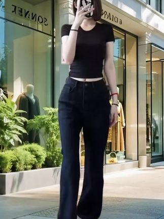 #时尚女装 #直筒牛仔裤女 #牛仔裤 #显高显瘦显腿长 #百搭裤子