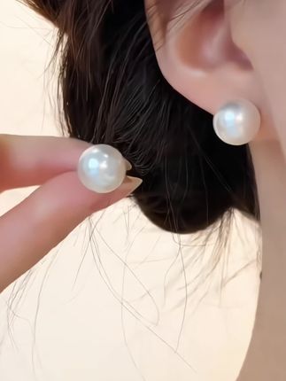 抢!【高级感】百搭粉光珍珠白925耳钉女轻奢气质耳环优雅精致耳饰#珍珠白 #925耳钉 #气质耳环