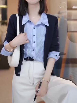 #休闲舒适 #简约穿搭 #假两件开衫 #休闲裤#穿出高级感