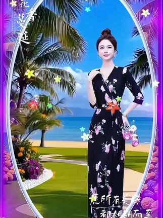 收腰V领印花连衣裙 #夏日中性风穿搭日记 #面料柔软舒适 #甜美的上班穿搭 #夏日度假穿什么 #普通人的穿搭心得 @DOU+小助手