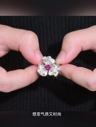 18K金红宝石戒指鸽血红两用气质时尚