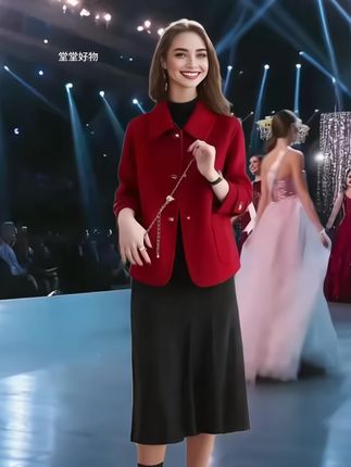 #早秋穿搭 #时尚搭配 #韩版双面绒气质减龄毛呢外套#