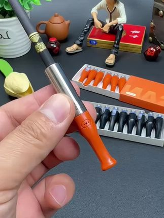 绿伞高档三色过滤烟嘴免洗磁吸烟嘴粗中细三用抛弃型烟嘴送礼