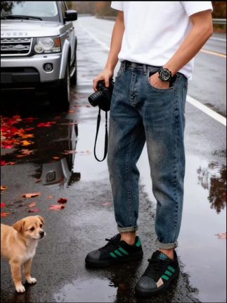 #男生穿搭 #九分裤 #小脚牛仔裤 #痞帅 #百搭裤子