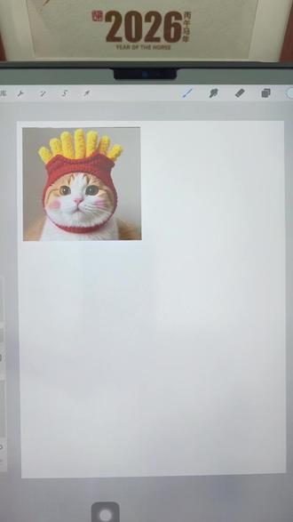 戴着薯条帽的可爱小喵,新手宝子也能跟着画。自学画画打卡100天(Day32)#procreat绘画 #艺术种草指南 #抖音年味艺术图鉴#2026绘画开年挑战#跟着抖音学画画