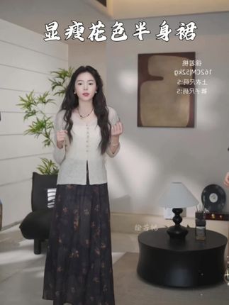 XURUOTAO 【旧梦】 碎花天丝设计感松紧显瘦花色半身裙 #徐若桃 #半身裙 #碎花裙 #今日分享 #天丝裙