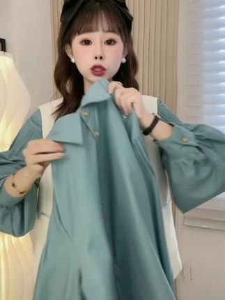 港风复古长袖衬衫女春秋季宽松显瘦独特漂亮上衣#时尚穿搭时尚穿搭时尚 #女装穿搭 #时尚气质穿搭 #减龄显瘦穿搭 #韩系穿搭