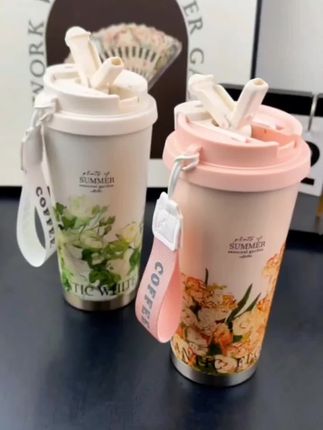 【轻奢双饮口水杯】梵高系列闪耀轻奢咖啡杯男女款颜值吸管网红双饮杯创意可乐杯 #水杯 #实用双饮口杯 #便携水杯咖啡杯 #创意水杯