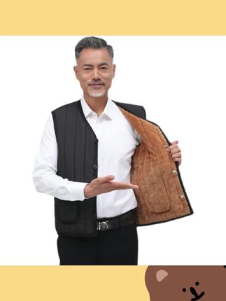 中年爸爸秋冬装背心加绒加厚保暖棉马夹中老年人男士坎肩男装马甲 #马夹 #马夹推荐 #老年人马夹 #保暖马夹 #男士马夹