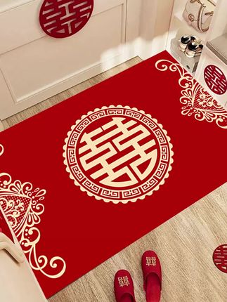 新娘进门地垫结婚婚房结婚地垫入户门地垫婚房婚庆客厅防滑床前毯#喜结良缘 #婚庆用品 #防滑垫 #喜庆 #喜事盈门