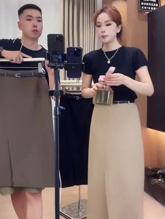 今晚发送腰带【2个裙长全内衬】秋款女半身裙前开叉高腰显瘦中长款#显高显瘦 #这么穿显瘦20斤 #约会穿搭 #遮肉显瘦穿搭 #女人味穿搭