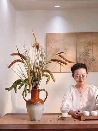 超有高级感!谷穗【丰年】仿真花艺陶瓷瓶客厅装饰必备 #客厅装饰摆件 #复古花艺摆设 #丰年仿真谷穗 #高级感陶瓷瓶 #谷穗仿真花艺