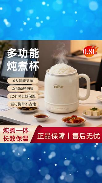 伯尼熊多功能电炖杯办公室焖饭智控调温小型养生壶差旅炖煮电热杯#多功能 #电饭煲 #电炖 电炖#养生壶