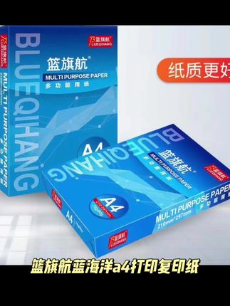 篮旗航蓝海洋a4打印复印纸70g80g办公白纸学生草稿绘画纸整箱五包