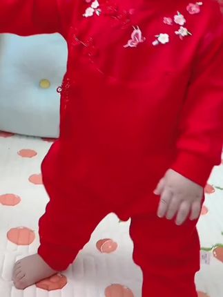 宝然婴儿汉服公主哈衣中国风女宝宝满月服百天宴抓周礼服喜庆红色#萌宝穿搭 #宝宝汉服 #红色喜庆礼服 #宝宝礼服 #萌宝穿搭推荐