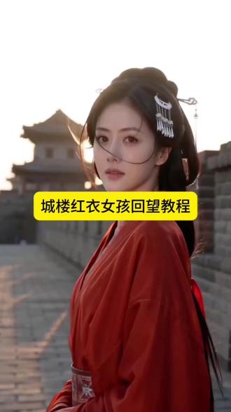 上传照片免费制作同款视频#颜值 #剪映#AI城楼红衣回望#城楼红衣服望 ai城楼红衣回望教程