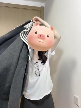 韩系海军领灰色条纹毛衣慵懒韩系秋冬毛衣外套自带披肩好看真口袋#韩系#慵懒风#秋冬毛衣#百搭#休闲