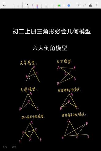 初二刚开学那个难倒一堆同学的三角形倒角模型,你攻克下来了吗?
#初中数学 #初二数学 #几何模型 #推导
